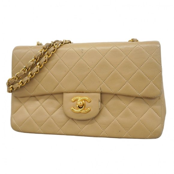 CHANEL Beige Lambskin Leather Shoulder Bag - Picture 1 of 16